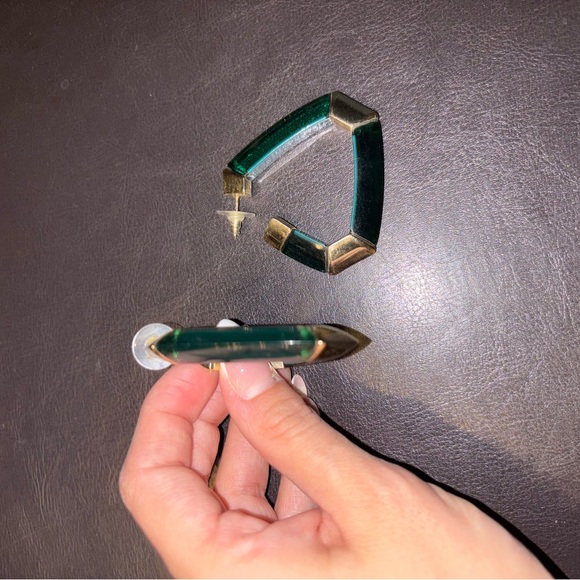 Kendra Scott limited edition Elegant Green and Gold Hoop Earrings